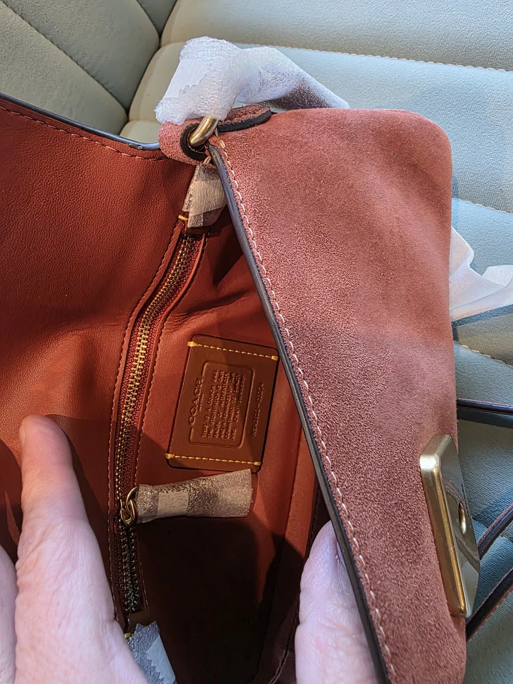 Coach Jet Clay Suede Crossbody with Gold 'C' Hardware